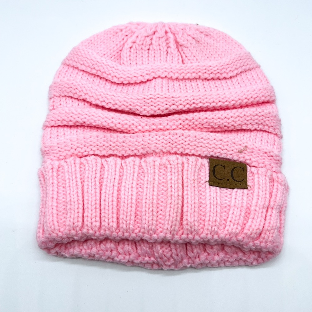 C.C Funky Trendy Warm Oversized Chunky Soft Oversized Cable Knit Beanie Pink